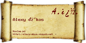Alexy Ákos névjegykártya