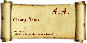 Alexy Ákos névjegykártya